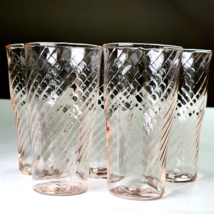 5 Vintage IMPERIAL TWISTED OPTIC PINK DEPRESSION GLASSES  SWIRL TUMBLERS... - £31.45 GBP