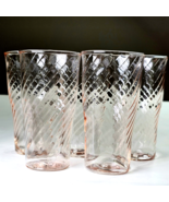 5 Vintage IMPERIAL TWISTED OPTIC PINK DEPRESSION GLASSES  SWIRL TUMBLERS... - $761.58 MXN