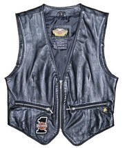 VINTAGE Authentic Harley-Davidson Black Leather Vest #CA 03402, Womens Size M - £165.47 GBP