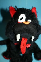 Hug &amp; Luv Valentines Cat 10&quot; Silly Eyes Kitten Eyelash Plush Black Fangs Stuffed - £9.87 GBP