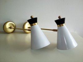 Sconce Lamps Lights Guariche Pair - White, Brass &amp; Black - Arteluce Mid-Century - £298.89 GBP