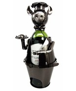 Ebros Gift Waiter Pig Hand Made Metal Wine Bottle Holder Caddy Decor Fig... - €29,28 EUR