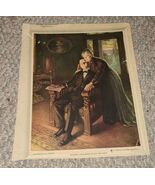 Vintage Old Man in Chair &amp; Woman Standing ALong Side Print Picture - $9.99