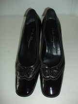 Salvatore Ferragamo Boutique Black Patent Leather Oxford High Heel Shoes Sz 10AA - £29.83 GBP