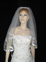2T 2 Tier Bridal Fingertip 1&quot; Satin Edge Wedding Dress Costume Tiara Vei... - $9.99
