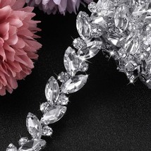 Bling Rhinestone Chain Trim Applique Crystal Flower Leaf Chain Sewing Trim Craft - £42.47 GBP