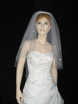 2T 2 Tier White Bridal Fingertip Pencil Edge Swarovski Crystals Wedding ... - $19.99
