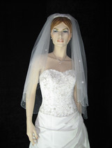 2 Tier White Fingertip Bridal Beaded Edge Swarovski Crystal Wedding Veil... - £12.01 GBP