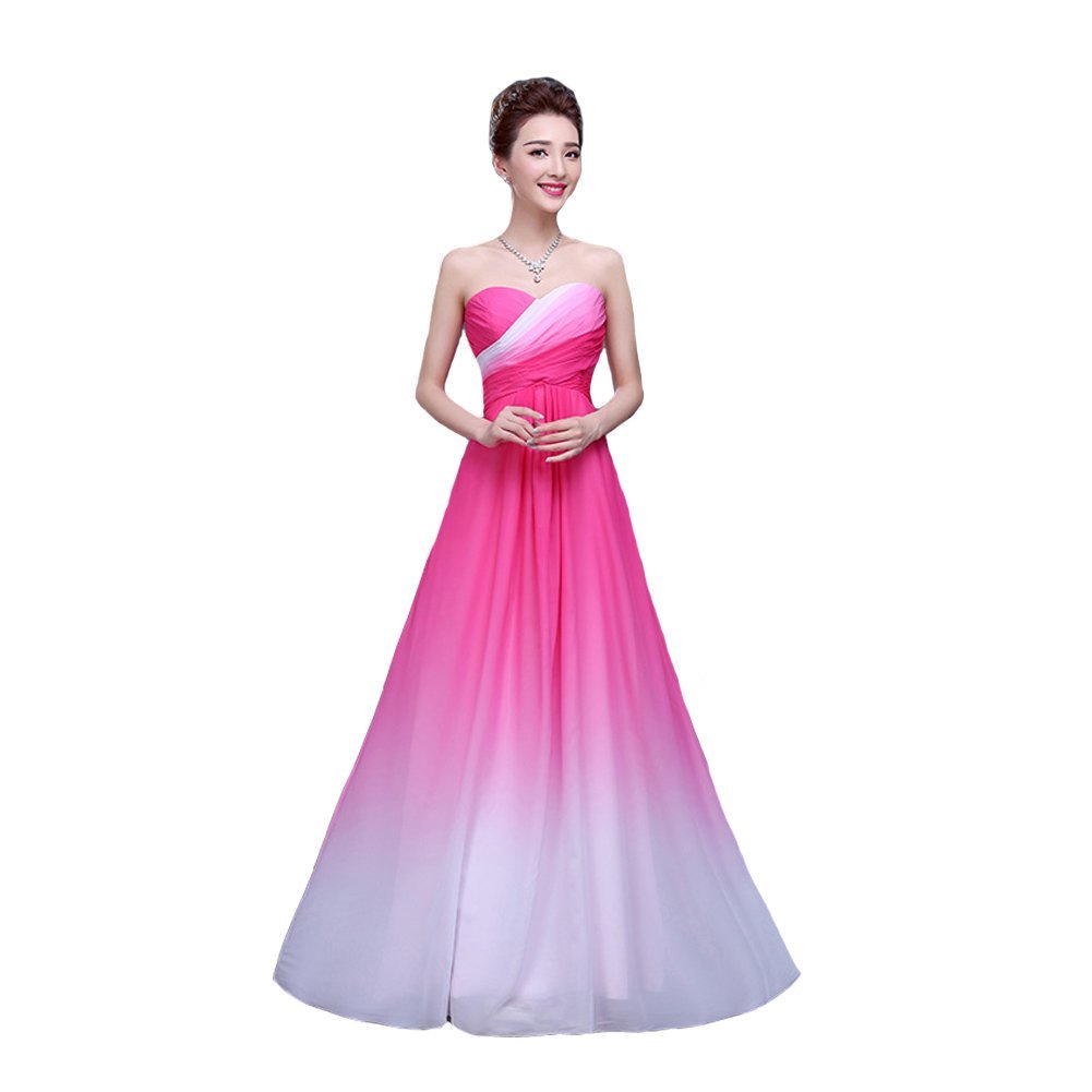 Kivary? Sweetheart Simple Criss Cross Gradient Chiffon A Line Long Prom Dresses