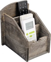 3 Slot Rock Grey Rustic Wooden Remote Control Frame Media Organizer, Office - £25.67 GBP