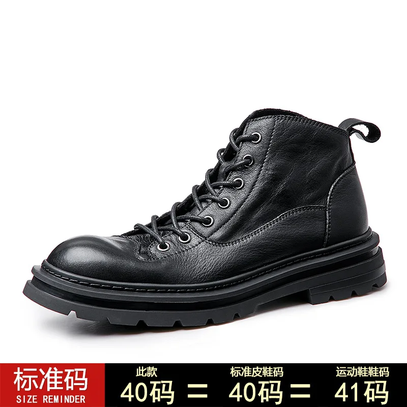 Leather Mens Ankle Boots Casual boy Boots Mens Autumn Winter Army Shoes ... - $271.85