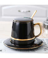 Elegant Porcelain Coffee Mug with Lid - European Design - $799.44 MXN
