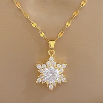 gems Snowflakes Pendant Necklaces for women not fade Gold Silver Color Titanium  - £12.67 GBP