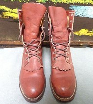 Vintage Justin Packer Boots Western Leather Boots Women&#39;s Size 6B &quot;Made In Usa&quot; - £27.52 GBP