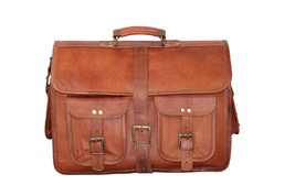 16&quot; leather messenger bag laptop case office briefcase gift for men computer dis - £72.33 GBP