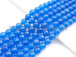 Gorgeous Natural Blue Agate Faceted Beads, 6mm/8mm/10mm Round Faceted, Blue - £6.42 GBP+