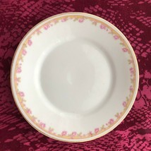 Two B&amp;B Plates 6&quot; Bavarian Porcelain Pink Roses on Yellow Banner Dinnerware - £8.16 GBP