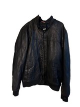 Tommy Hilfiger Faux Leather Jacket Coat Mens L Large Black Bomber Full Zip - £23.48 GBP