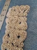 Hand beaded / Hand sewn wedding sash white or belt ~36 inches long - £13.70 GBP