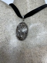 Vintage Weiß Fossil Achat Druzy Quarz Choker Kette mit Anhänger - £51.43 GBP