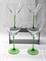 LIBBEY 7.625&quot; Martini Margarita Glass COURBE Zig-Zag Emerald Stem  - Set... - $849.60 MXN