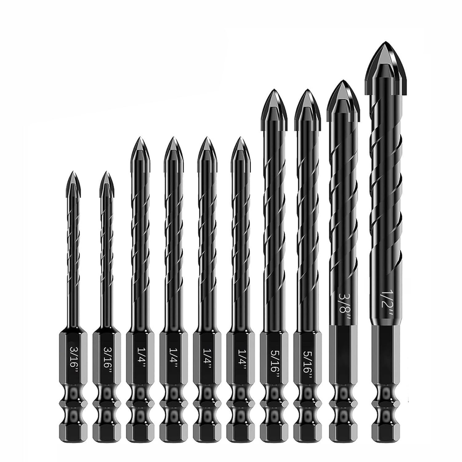 Professional Masonry Drill Bit Set (12Pcs) Drill Bit Set Industrial, 1/2“ - $32.99