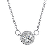 Crystals From Swarovski Halo 3 Carat Necklace In Rhodium Overlay 18 Inch New - £42.88 GBP