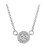 Crystals From Swarovski Halo 3 Carat Necklace In Rhodium Overlay 18 Inch... - £41.83 GBP