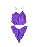 Vintage Victoria's Secret Purple Satin Cami &amp; Hi Leg silky Panties set M - $74.25
