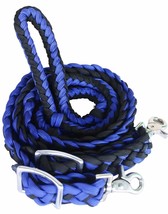Challenger Horse Nylon Braided Roping Knotted Barrel Reins Royal Blue 60704 - $408.64 MXN