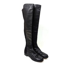 Stuart Weitzman 5050 Black Leather Over The Knee Boots Tall Size 38 Preowned - £245.57 GBP