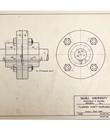 McGill University Flanged Shaft 1965 Mechanical Drawing Print Engineerin... - $557.00 MXN