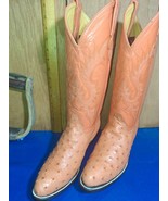 Womens cowboy boots Ferrini Salmon pale ostrich L embr U  size:7.5 B n101 - £334.60 GBP