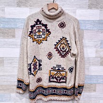 Carolina Colours Vintage Aztec Confetti Turtleneck Sweater Beige Womens ... - £27.04 GBP