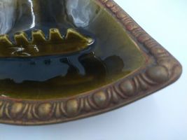 Vintage California Pottery Ashtray MCM 9.5"x8" Brown Green 2570  image 3