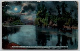 Moonlight Boating on Iowa River Soldiers Home Marshalltown IA Postcard E24 - £7.82 GBP