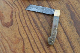 vintage real handmade damascus steel folding knife 5315 - $45.00