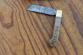 vintage real handmade damascus steel folding knife 5315 - £35.38 GBP