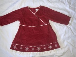 70 Hanna Andersson Snowflake Red Corduroy Christmas Holiday Dress - $19.79