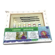 Kids Canvas Painting Set 6 Paint Brushes 12 Tubes of Acrylic Paint &amp; 2 Canvases - £7.74 GBP