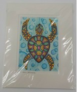 HOLLY KITAURA FINE ART PRINT COLORFUL SEA TURTLE 8X10 MATTED 8X5.5 SIGNE... - £16.02 GBP