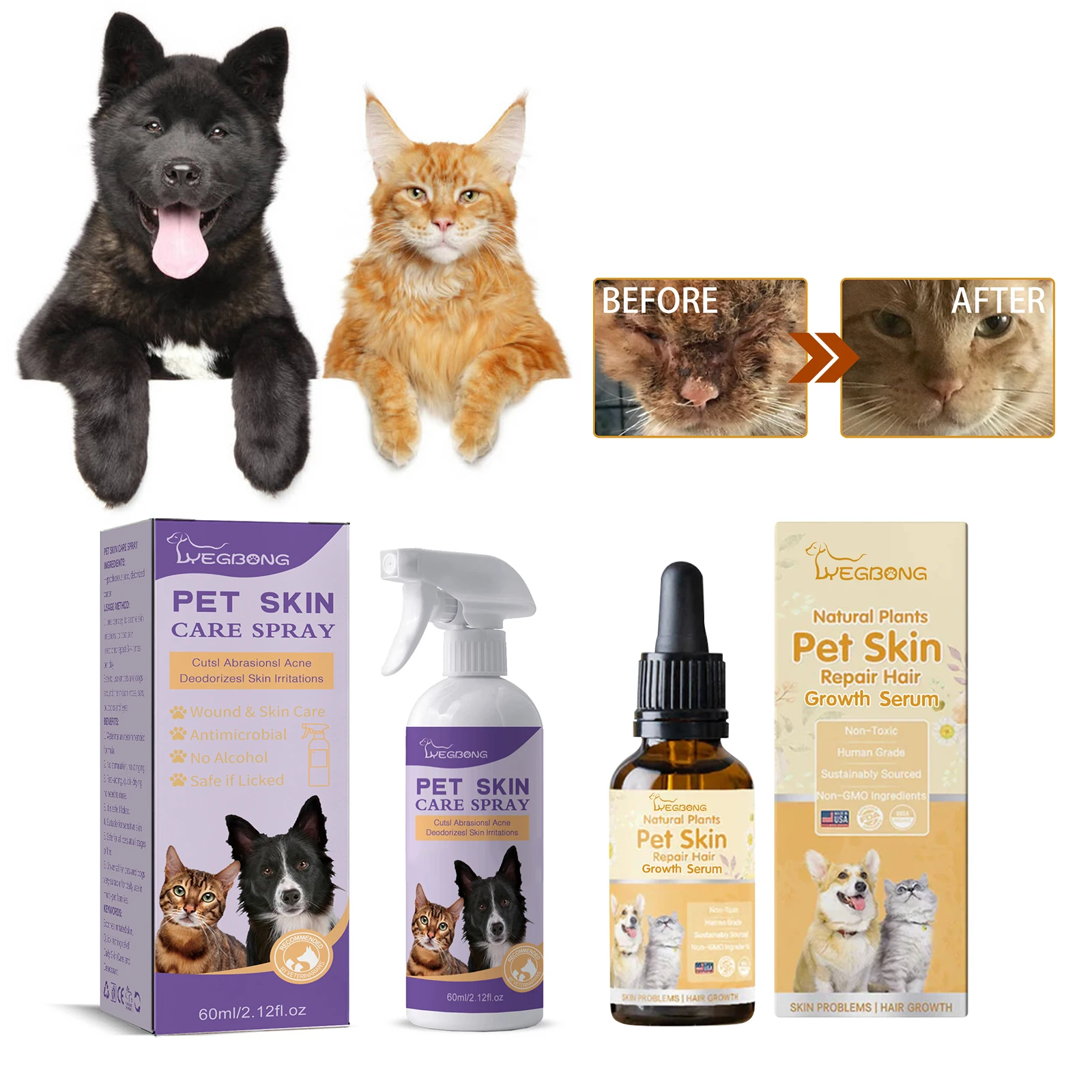 Cat Skin Care Spray Pet Flea Mite Eliminator Dog Itchy Skin Treatment Pe... - £10.85 GBP+