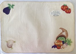 12 Fall Cloth Placemats Machine Embroidered Autumn Harvest Decor Fruit Veggies - £29.67 GBP