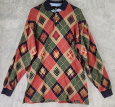 Johnny Lambs Shirt Mens Large Multicolor Distressed Vintage Long Sleeve Polo - £30.13 GBP