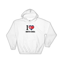 I Love North Korea : Gift Hoodie Flag Heart Country Crest North Korean Expat Mad - £28.85 GBP