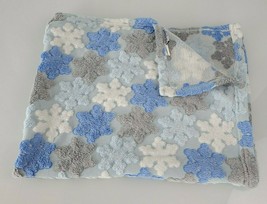 Kyle &amp; and Deena Baby Boy Blanket Blue Gray White Snowflake 3d Texture - $59.39