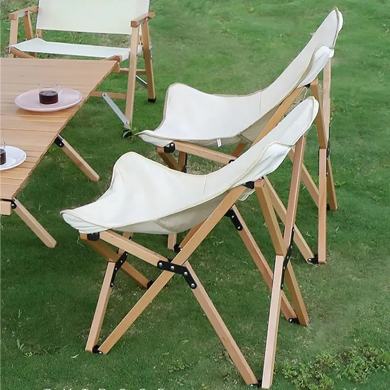 Outdoor Solid Wood Folding Chair Portable Beach Chair Camping Fishing Picnic - £169.39 GBP