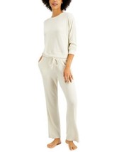 Alfani Womens Ribbed Wide Leg Pajama Set Color-Hthr Grain Size-Large - $54.99