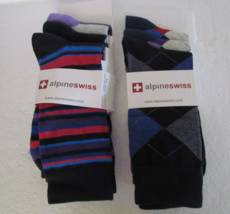 Alpine Swiss Mens 73% Cotton 6 Pack Dress Socks Striped &amp; Argyle Color New - $186.63 MXN