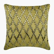 3D Sequins Pattern Green Velvet Pillow Covers 16&quot;x16&quot;, Rhinestone Jaal - £40.23 GBP+